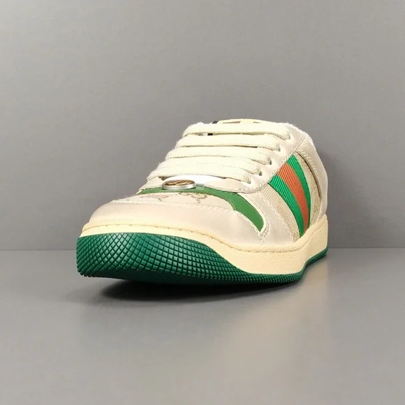 Gucci Beige and Green Stripe Sneakers